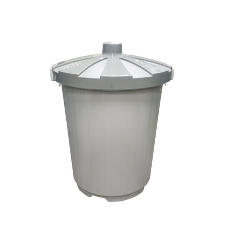 Бак для мусора 105л 55,5*55,5*62,5см пластик серый с крышкой на колесах (8)
