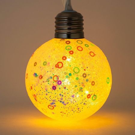 Игрушка новогодняя на елку световая ШАР 8см пластик конфетти мятный (с батарейкой) ST24-3076/JC-16698 (400)