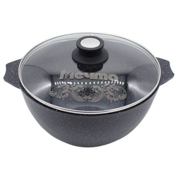 Казан для плова 7л алюминий АП ГРАНИТ стекл.крышка (3)