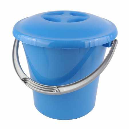 Ведро 7л пластик ЛИБЕРТИ голубое мерное с крышкой (16)