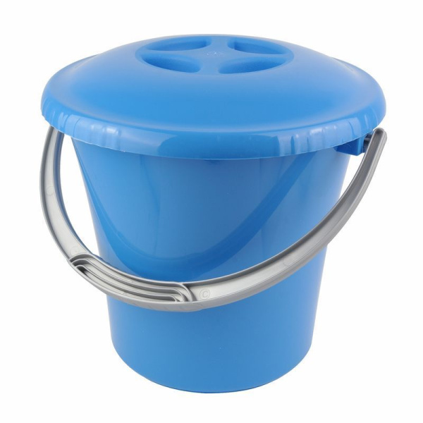 Ведро 7л пластик ЛИБЕРТИ голубое мерное с крышкой (16)