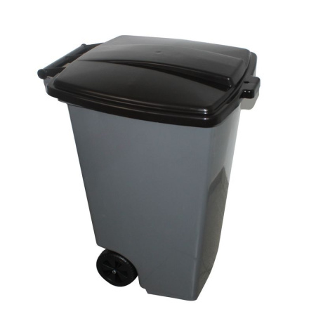 Бак для мусора 120л 50*58,5*72см пластик темно-серый на колесах (1)