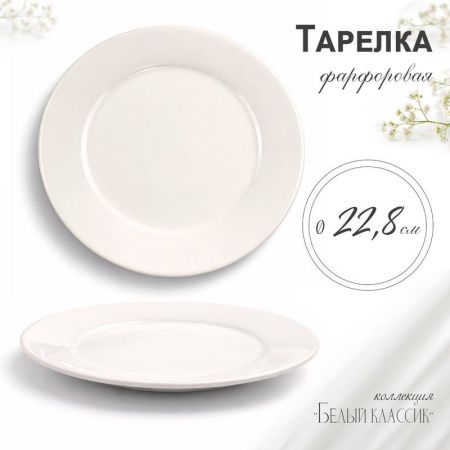 Тарелка мелкая 23,5см фарфор БЕЛЫЙ КЛАССИК 53 JC-8174 (6/48)