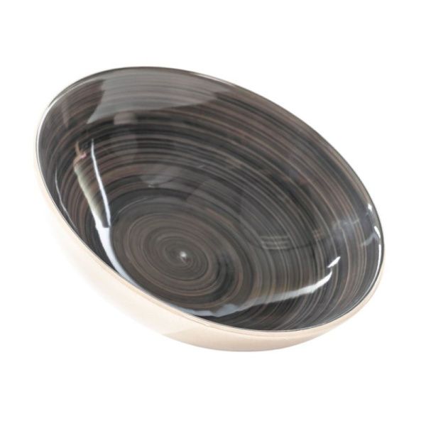 Тарелка глубокая 590мл 18см керамика Аэрография СЕРЕБРО (6/36)