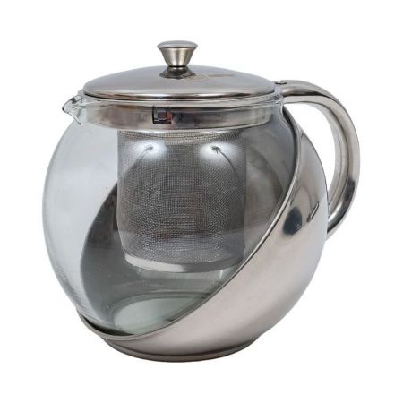 Чайник заварочный 900мл стекло/нерж.сталь с мет.ситом RS\TP 7201-90 (24)
