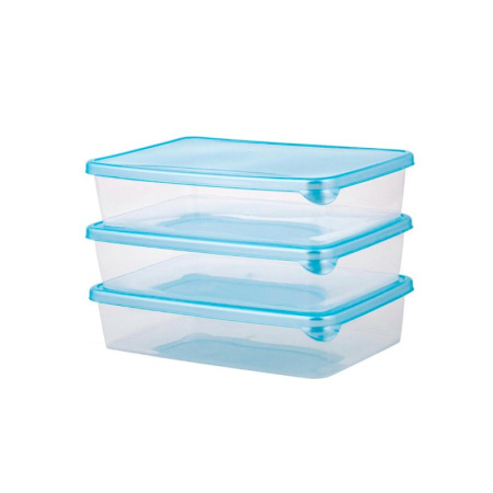 Контейнеры пищевые набор 3пр 900мл пластик Sugar&Spice прямоугольных голубые (26)