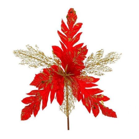 Декор новогодний Цветок Пуансеттия красный 30*30*34см (72/360)