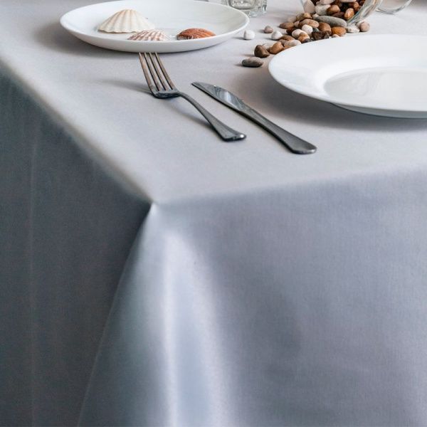 Скатерть 260*150см полиэстер 86% хлопок 14% ГЛАДЬ серая 1809В-01