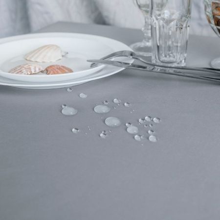 Скатерть 180см полиэстер 88% хлопок 12%  ГЛАДЬ серая 1954-01