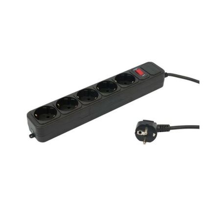 Удлинитель 5 гнезд пластик 1,5м 0,75кв.мм 10А ПВС с зазем, выкл-ем СТАРТ черный (20)