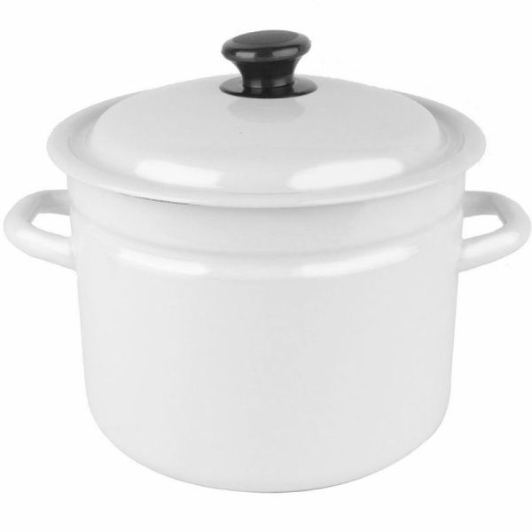 Кастрюля 8л эмаль белая цилиндрическая борт. 41804-202-У (2)