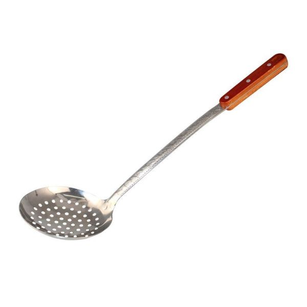 Шумовка 47см нерж.сталь глубокая с деревянной ручкой