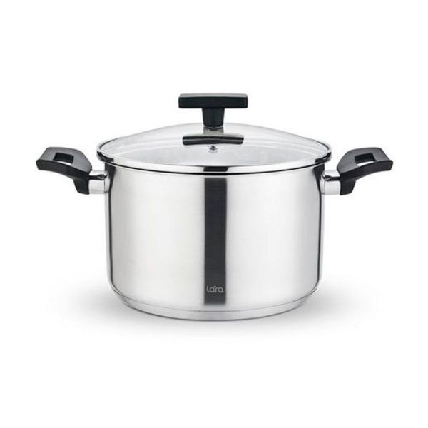 Кастрюля 6,5л нерж.сталь ВЕСТА стекл.крышка 24см h14,5см индукц.капс.дно LR02-250 (4)