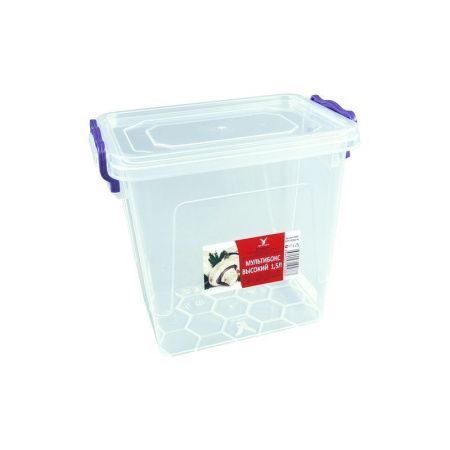 Контейнер пищевой 1,5л 16,5*11*h 14,5см пластик МУЛЬТИБОКС высокий прозрачный (48)