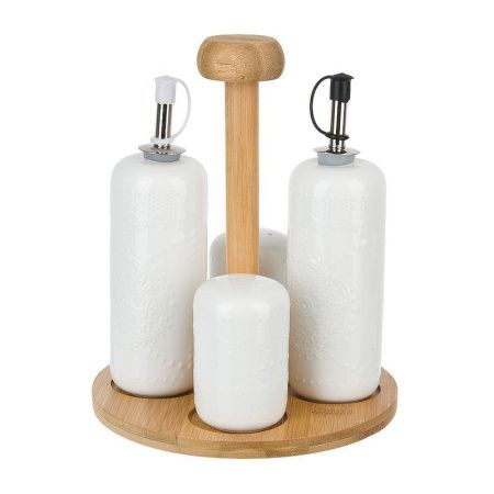 Набор для специй 4пр 17*17*20см (солонка, перечница, бутылки для масла) фарфор Naturel (6) ВЫВОД