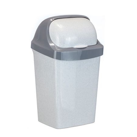 Контейнер для мусора 15л 270*488*235мм пластик РОЛЛ ТОП Мрамор с подвижной крышкой (6)