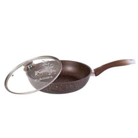 Сковорода 24см h6см алюминий АП стекл.крышка с несъемной ручкой кофейный мрамор (5/4)