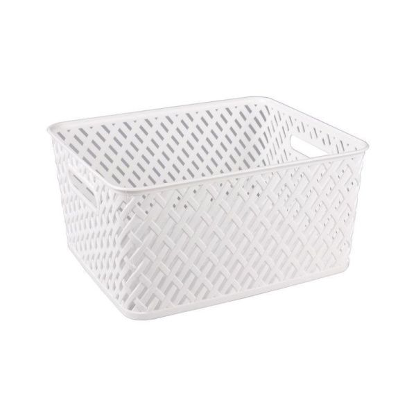Корзина для белья 350*290*175мм пластик ПЛЕТЕНКА белая (10)