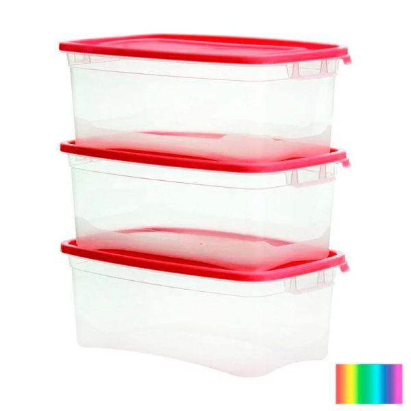 Контейнер пищевой набор 3пр пластик КАСКАД 2 прямоугольные 1л 195*130*110мм (20)