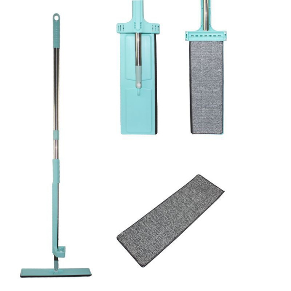 Швабра с отжимом с плоской насадкой микрофибра 12х35см телескопическая ручка 123см JC-14230 (30)