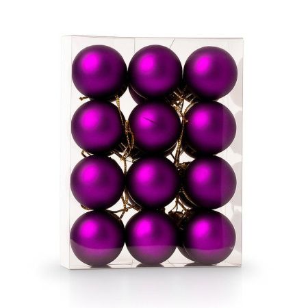 Игрушки новогодние на елку ШАР набор 24шт 3см пластик матовый фиолетовый (120)
