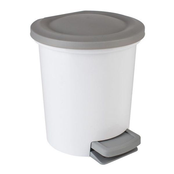 Контейнер для мусора 6л 45*33,5*34см пластик Vogue белый с педалью (2)