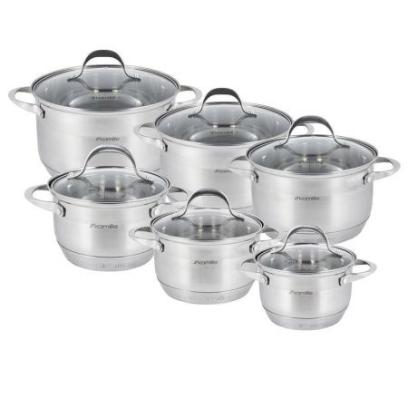 Набор кастрюль 6пр 1,8/2*2.3/2*3,3/5,8л нерж.сталь стекл.крышки 7-слойное дно (2/4)