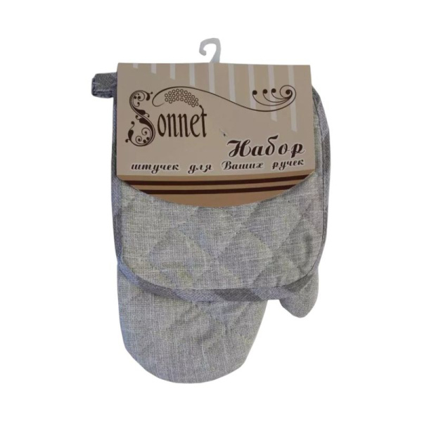 Кухонный набор 2пр (прихватка, рукавица) рогожка ЛЁН LeSonnet арт. 5