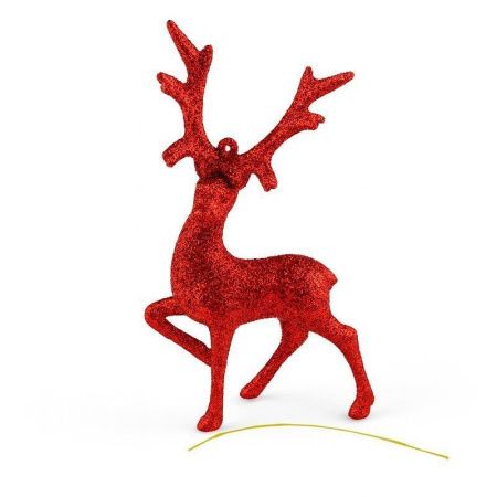 Игрушка новогодняя на елку ОЛЕНЬ 17*10см пластик красный OSHR21-592/JC-16476 (1000)