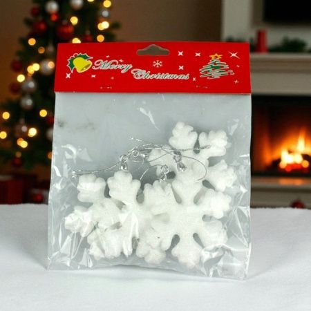 Игрушки новогодние на елку СНЕЖИНКА набор 4шт 7см пенопласт OSNN21-150/JC-16382 (1000)