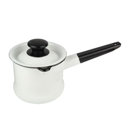 Ковш 1л эмаль белый с крышкой 90204-072 (8)