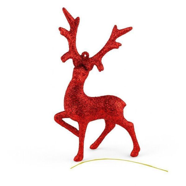 Игрушка новогодняя на елку ОЛЕНЬ 17*10см пластик красный OSHR21-592/JC-16476 (1000)