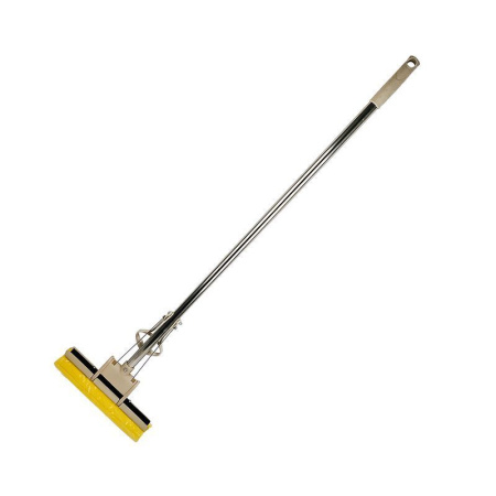 Швабра с отжимом металл/пластик, одинарный ролик 27см, ручка 110см JC-13928 (40)