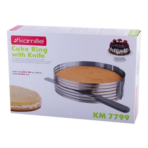 Форма-слайсер регулируемая O24,5-33см нерж.сталь с ножом (7799)