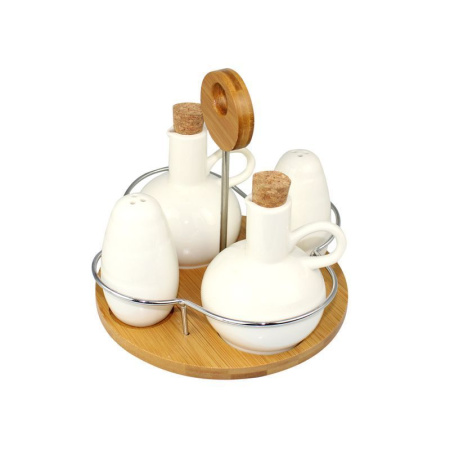 Набор для специй 4пр фарфор на бамбук.подставке 17*17см подар.уп Ja6917/JC-14155 (20)