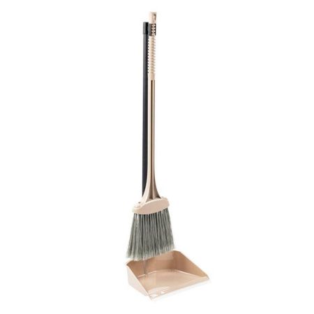 Набор Ленивка веник с совком 195*250*900мм пластик/нейлон капучино (20)