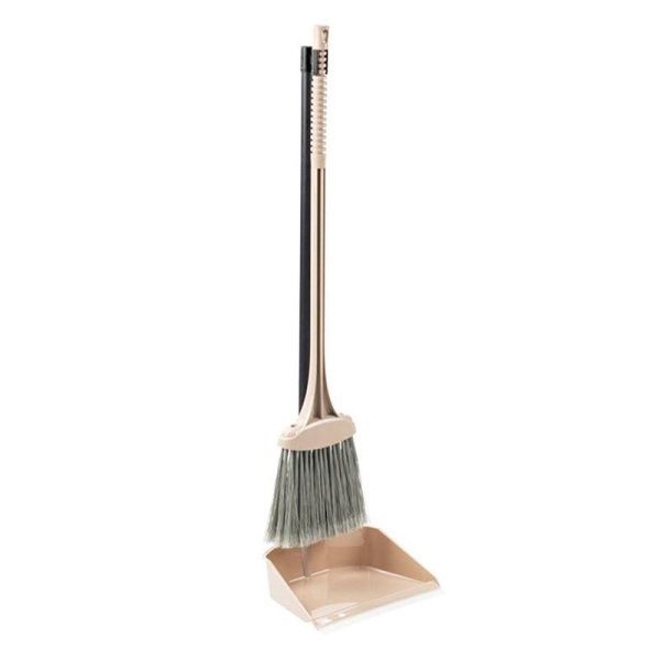 Набор Ленивка веник с совком 195*250*900мм пластик/нейлон капучино (20)