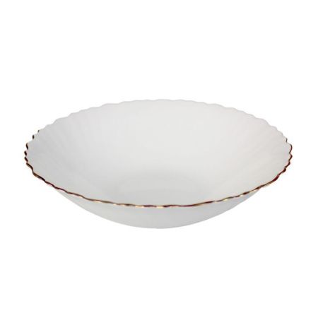 Миска глубокая 650мл 19см стеклокерамика БЕЛОЕ ЗОЛОТО суповая LHDW75-G (6/36)