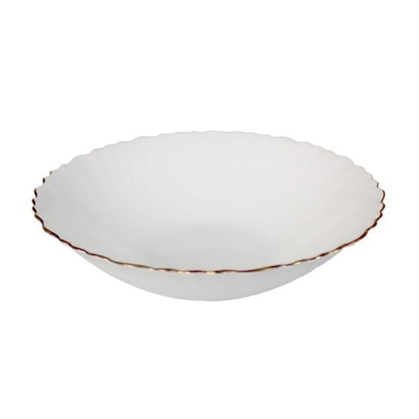 Миска глубокая 650мл 19см стеклокерамика БЕЛОЕ ЗОЛОТО суповая LHDW75-G (6/36)