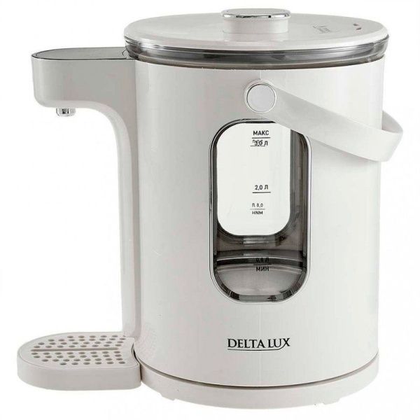 Чайник-термос 3л стекло DЕLTA LUX DE-1701 LCD дисплей, 1600 Вт, 13 режимов поддерж. t, белый  (4)