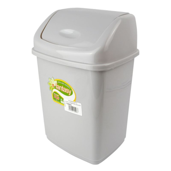 Контейнер для мусора 5л пластик ФАНТАЗИЯ №1 светло серый с подвижной крышкой (48) (УРНА №1)