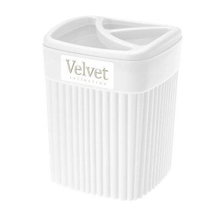 Стакан для зубных щеток 650мл 9*9*11,9см пластик VELVET белый (18)