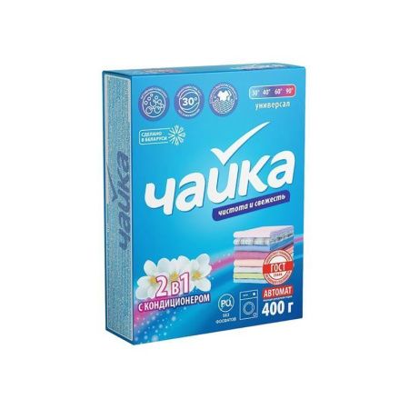Порошок стиральный 400г ЧАЙКА 2в1 с кондиционером автомат (18)