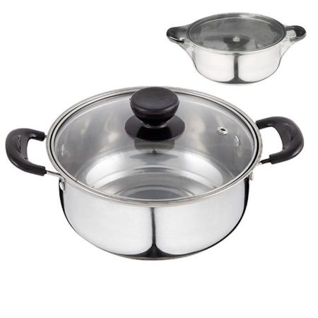 Кастрюля 2,2л нерж.сталь PROMO низкая со стекл.крышкой (8)