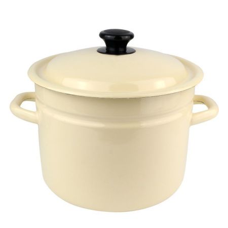 Кастрюля 6л эмаль слон.кость цилиндрическая борт 41804-182-У (4)