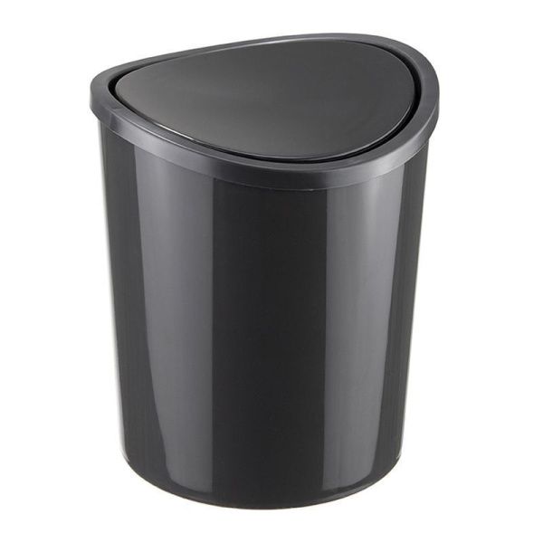 Контейнер для мусора 1,6л Графитовый с подвижной крышкой настольный (24)