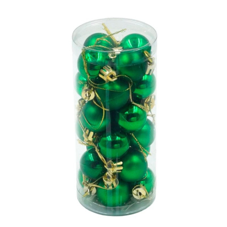 Игрушки новогодние на елку ШАР набор 24шт 4см пластик глянцевый зеленый(120)