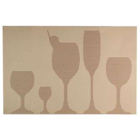 Салфетка сервировочная 30*45см ПВХ БОКАЛЫ бежевая JC-658беж (240)