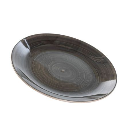 Тарелка мелкая 19см керамика Аэрография СЕРЕБРО десертная (6/48)