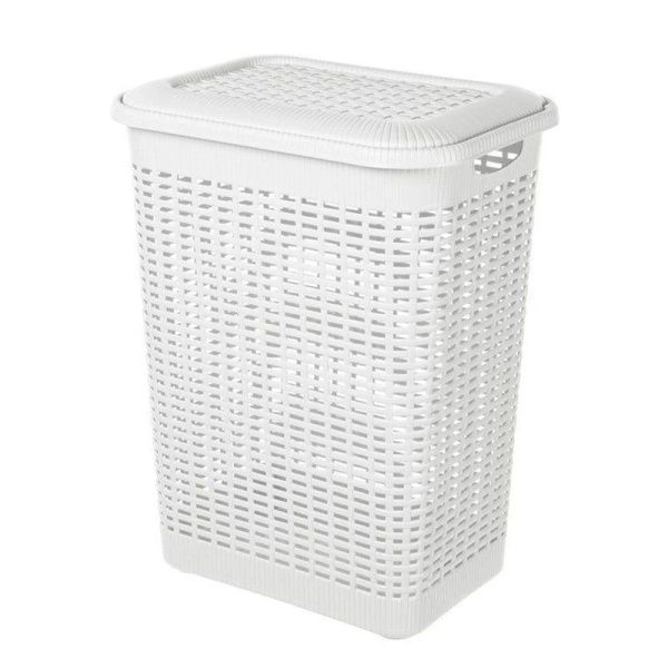 Корзина для белья 50л 42*31*56см пластик белая (6)